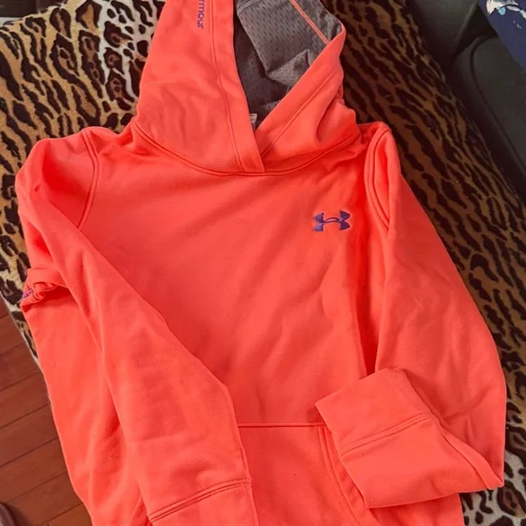 Under Armour Coral Hoodie with Blue Logo - Picture 1 of 4